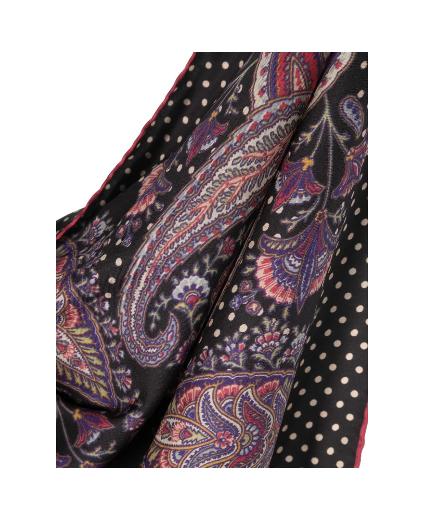 Etro Decorated Black Silk Twill Scarf - Black スカーフ＆ストール