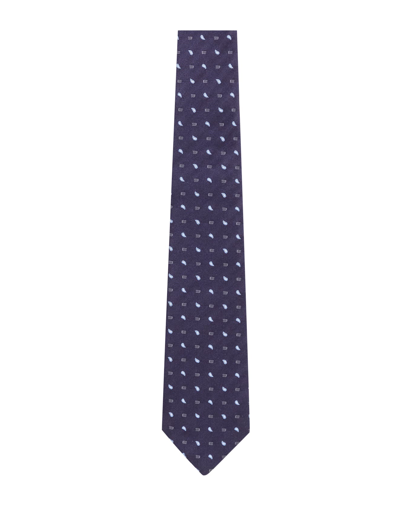Etro Blue Checked Jacquard Silk Tie - VAR.MULTICOLOR FDO BLU