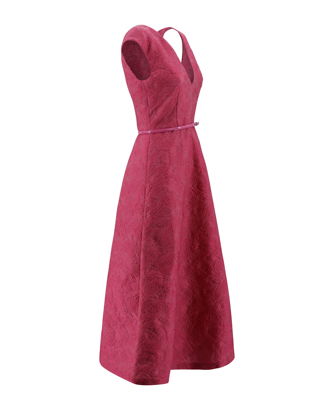 Max Mara Studio Cloqué Flared Dress - Fuchsia