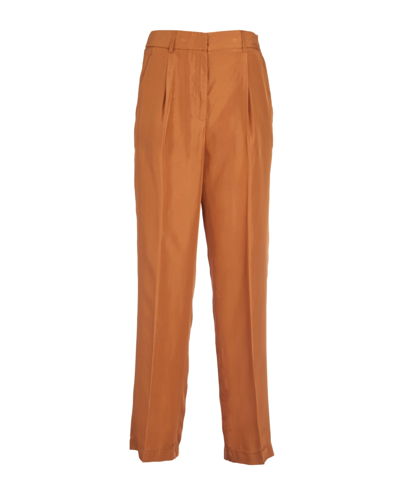 Forte_Forte Concealed Straight Trousers - Bronze