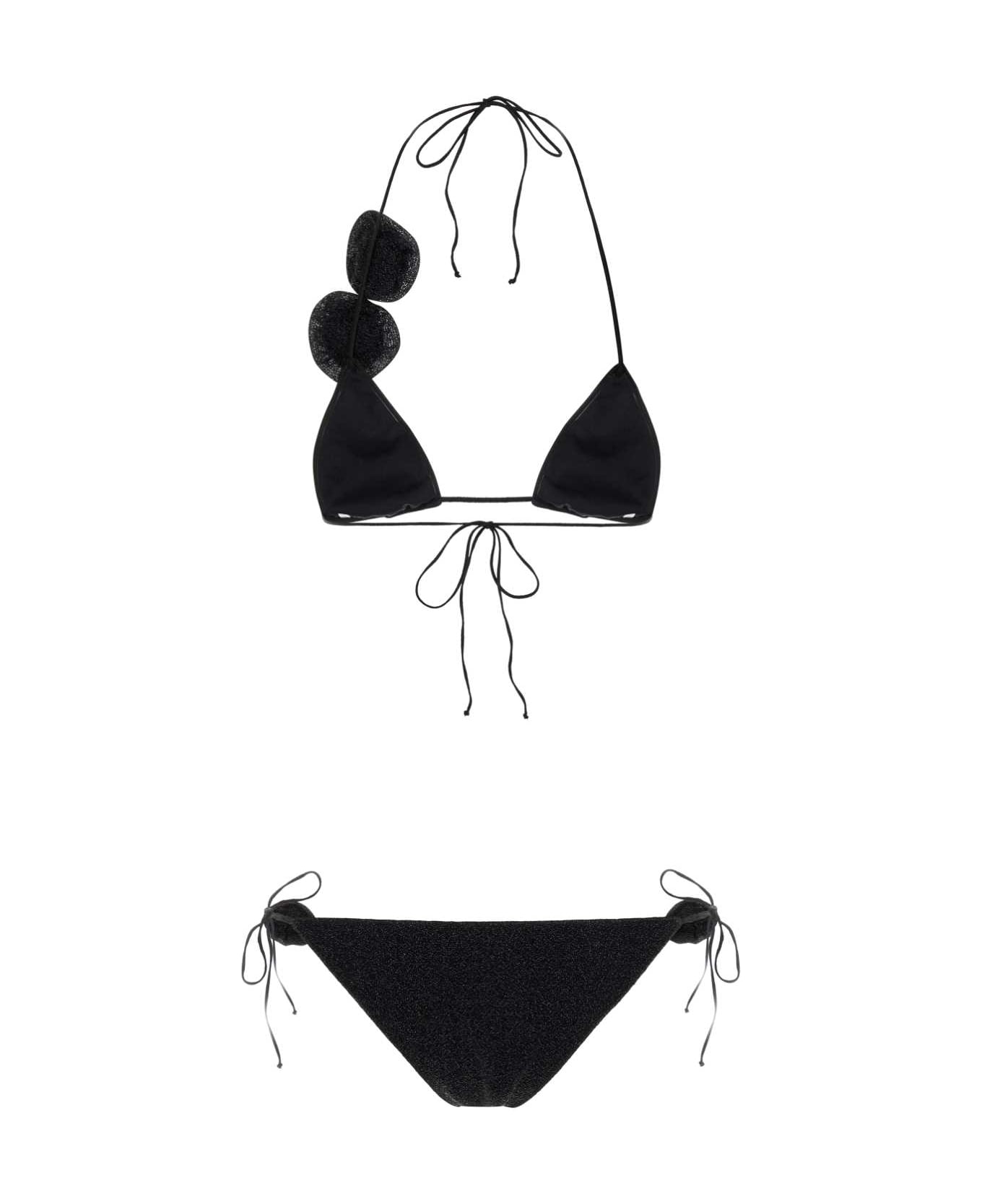 Oseree Black Nylon Blend Bikini - BLACK