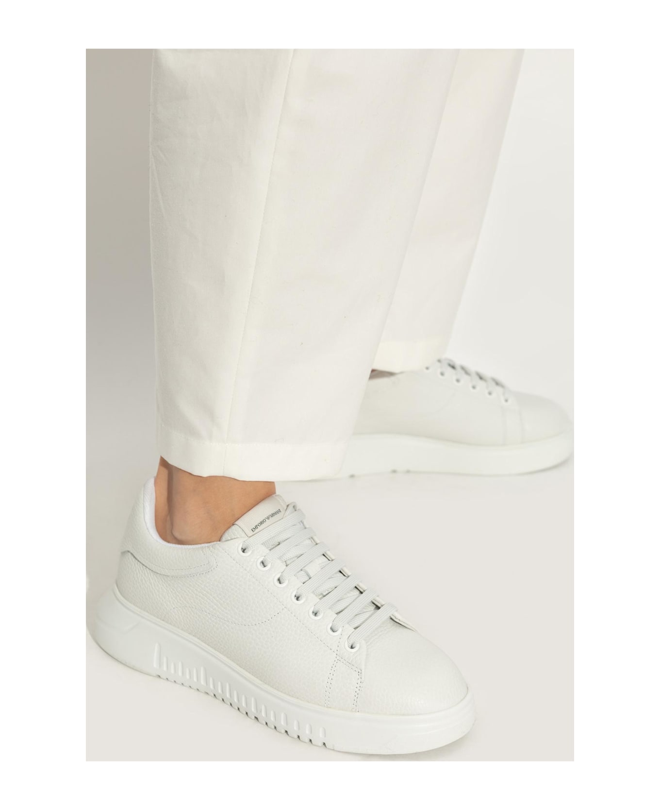 Emporio Armani Leather Sneakers - White