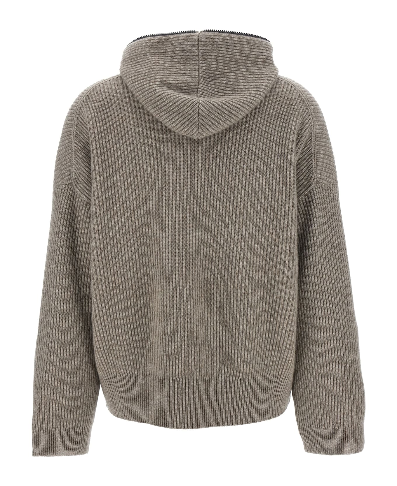 Brunello Cucinelli 'monile' Hooded Sweater - Gray