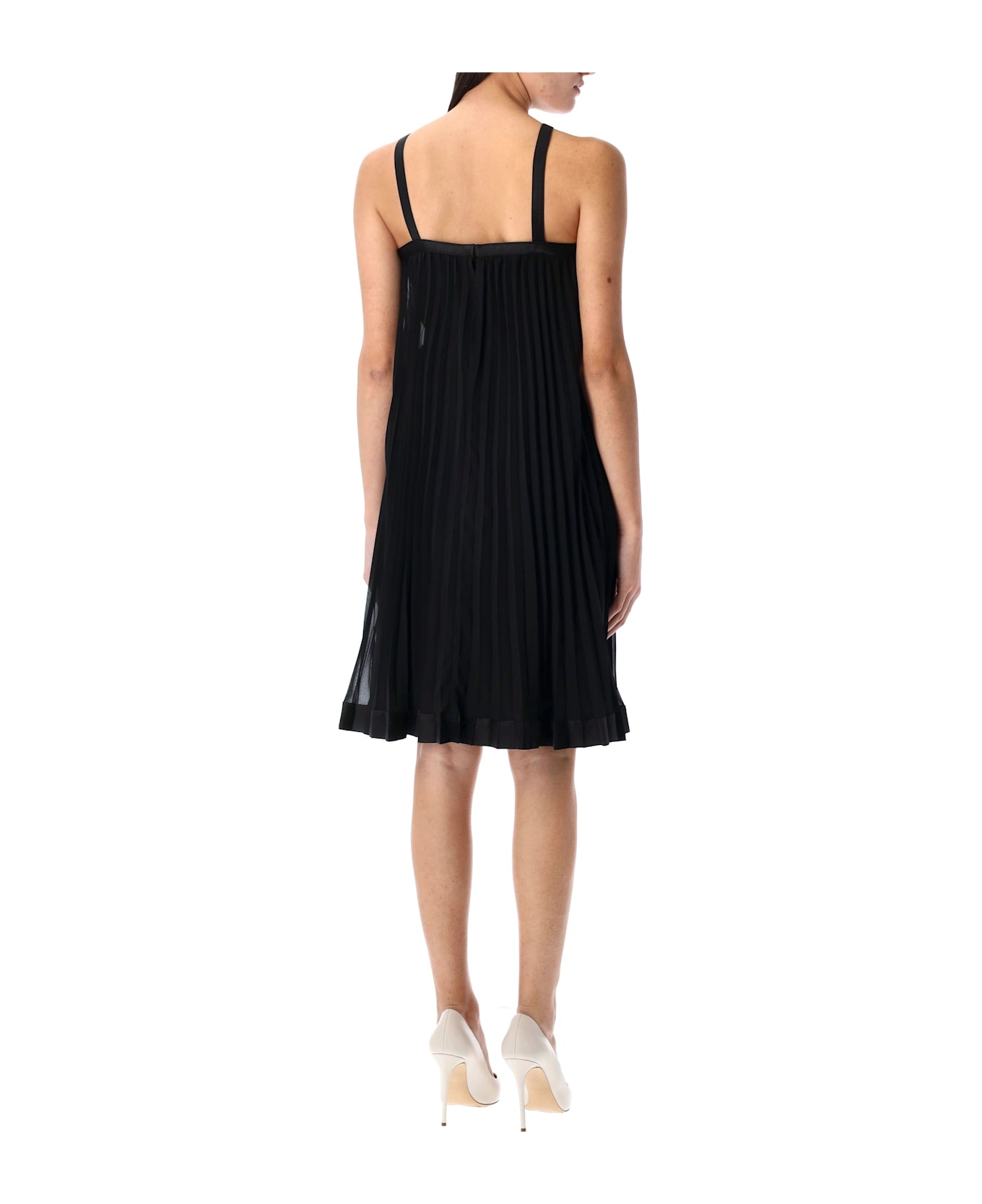 Versace Halterneck Pleated Mini Dress - BLACK