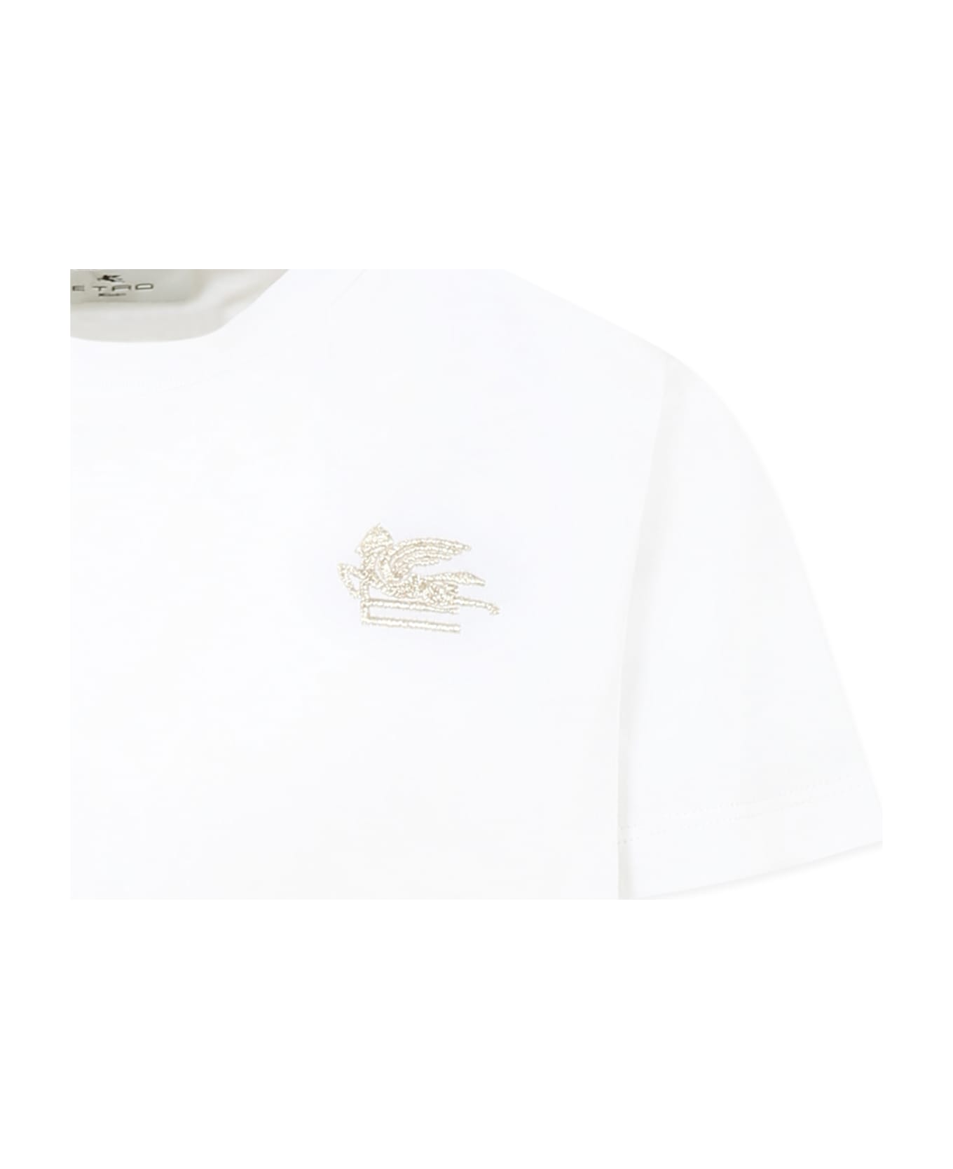 Etro White Cotton T-shirt For Girl Pegasus - White