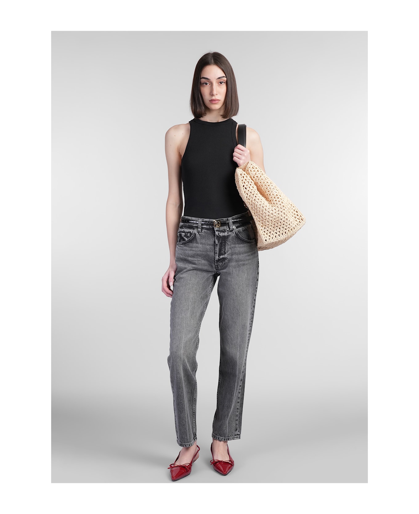 Anine Bing Eva Tank Top In Black Cotton - black
