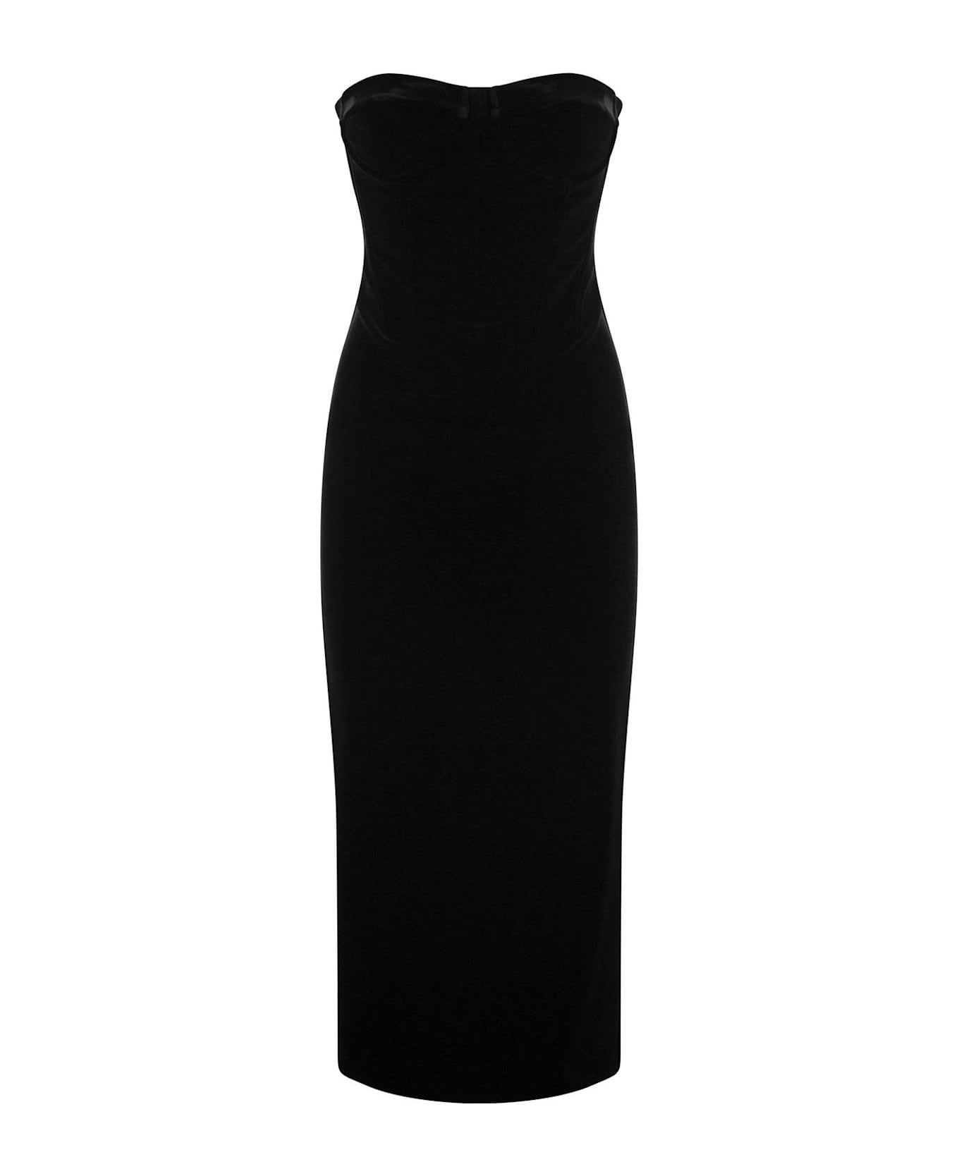 SportMax Strapless Velvet Dress - Black