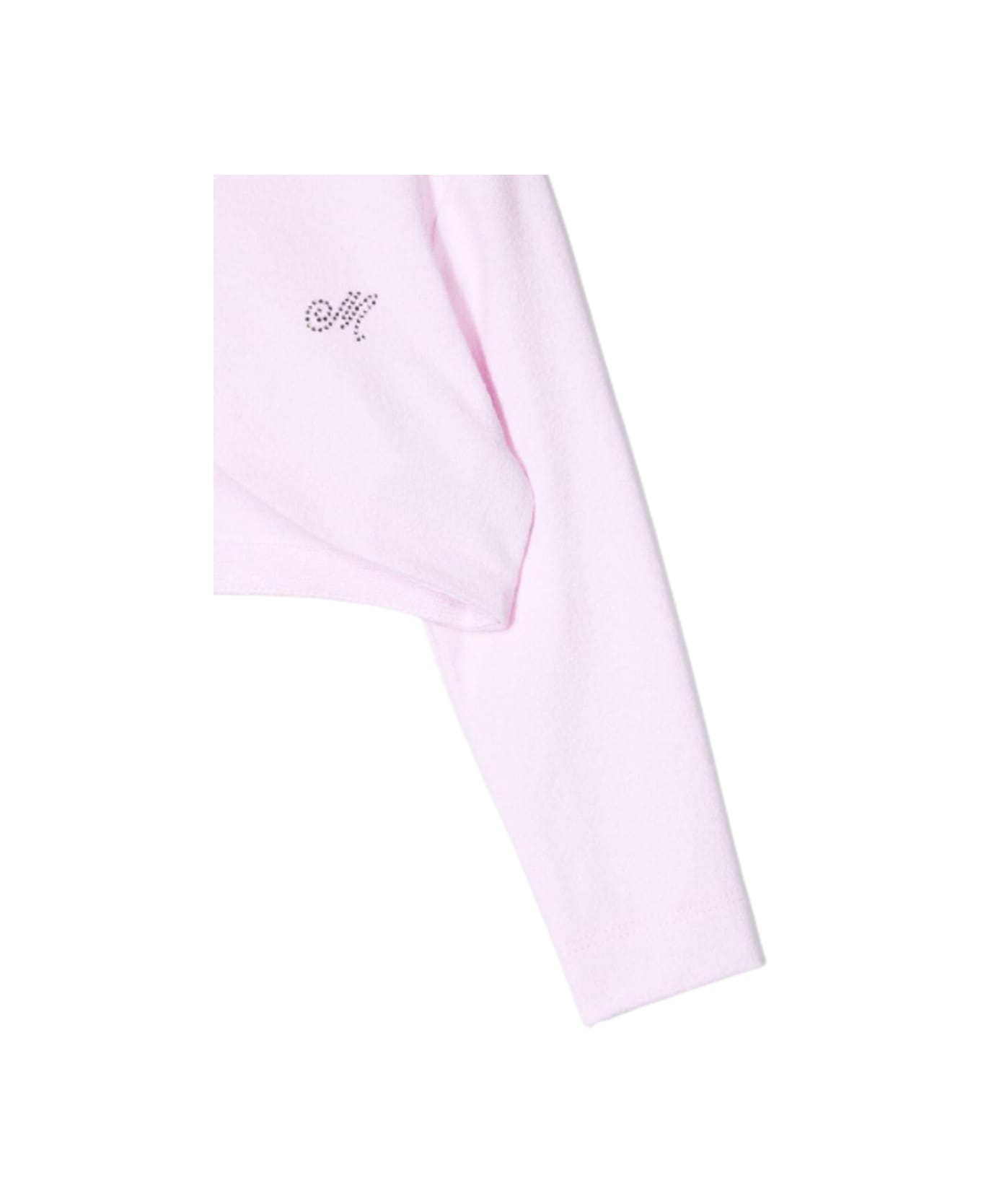 Monnalisa Pink Cropped  Viscose Blend  Cardigan  With Logo - Pink