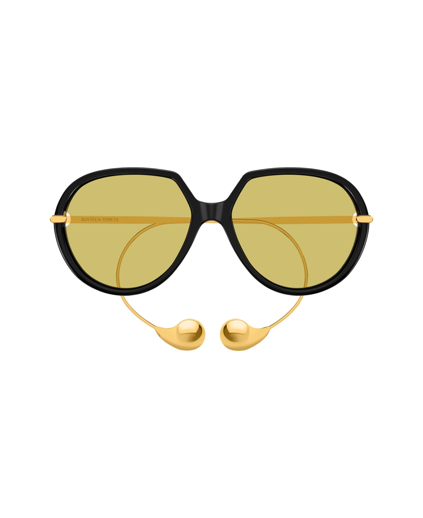 Bottega Veneta Eyewear Bottega Veneta Bv1436s Linea Unapologetic 001 Black Gold Yellow Sunglasses - Nero