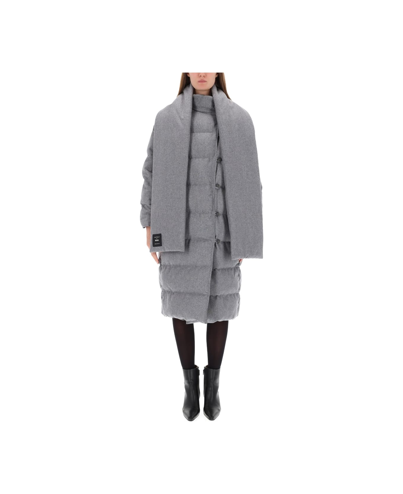 Hugo Boss Reversible Coat With Scarf - GREY