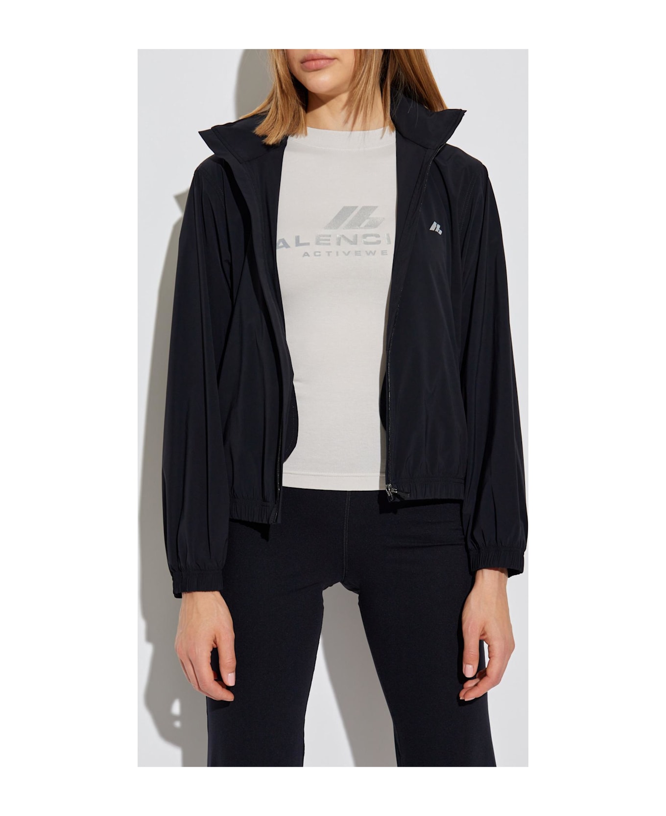 Balenciaga Light Jacket With Printed Logo - Black