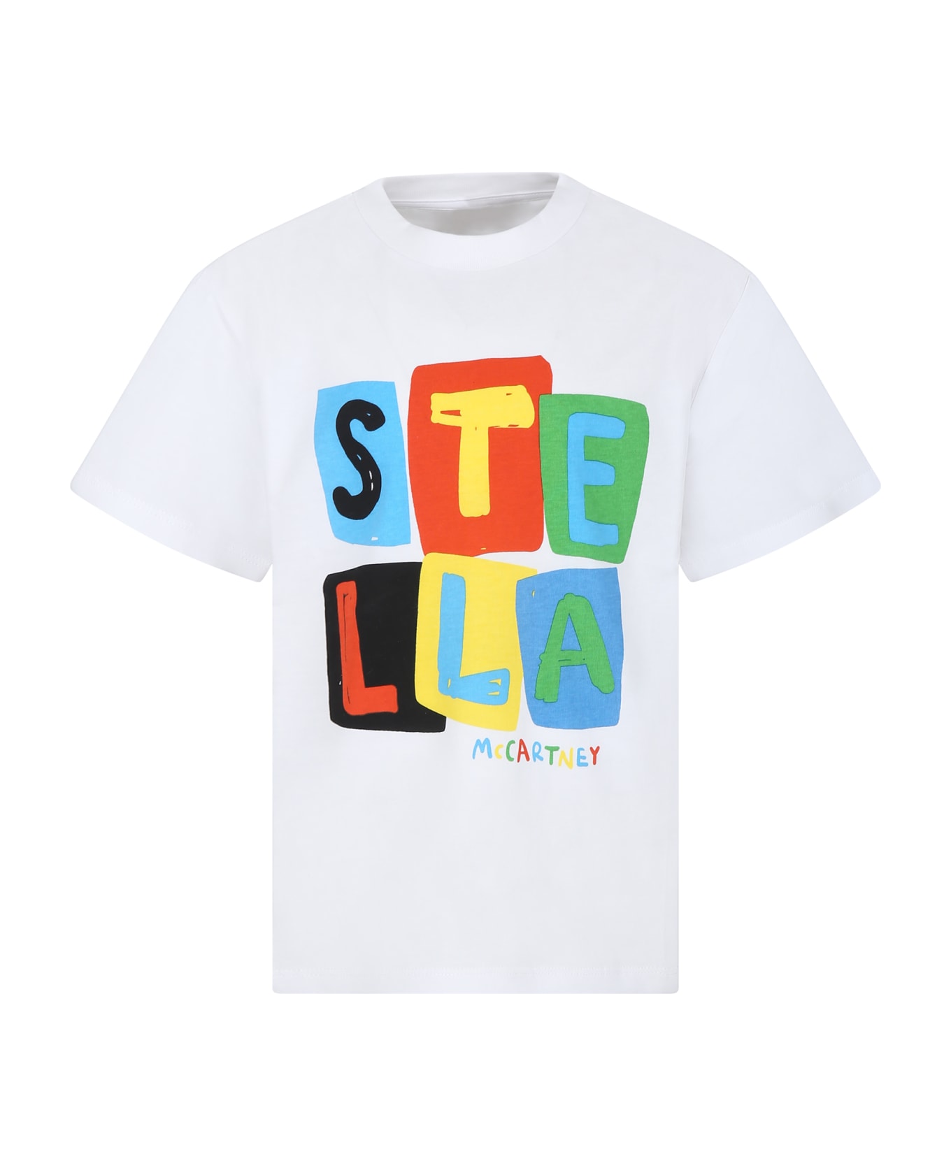 Stella McCartney Kids White T-shirt For Boy With Logo Print - White Tシャツ＆ポロシャツ