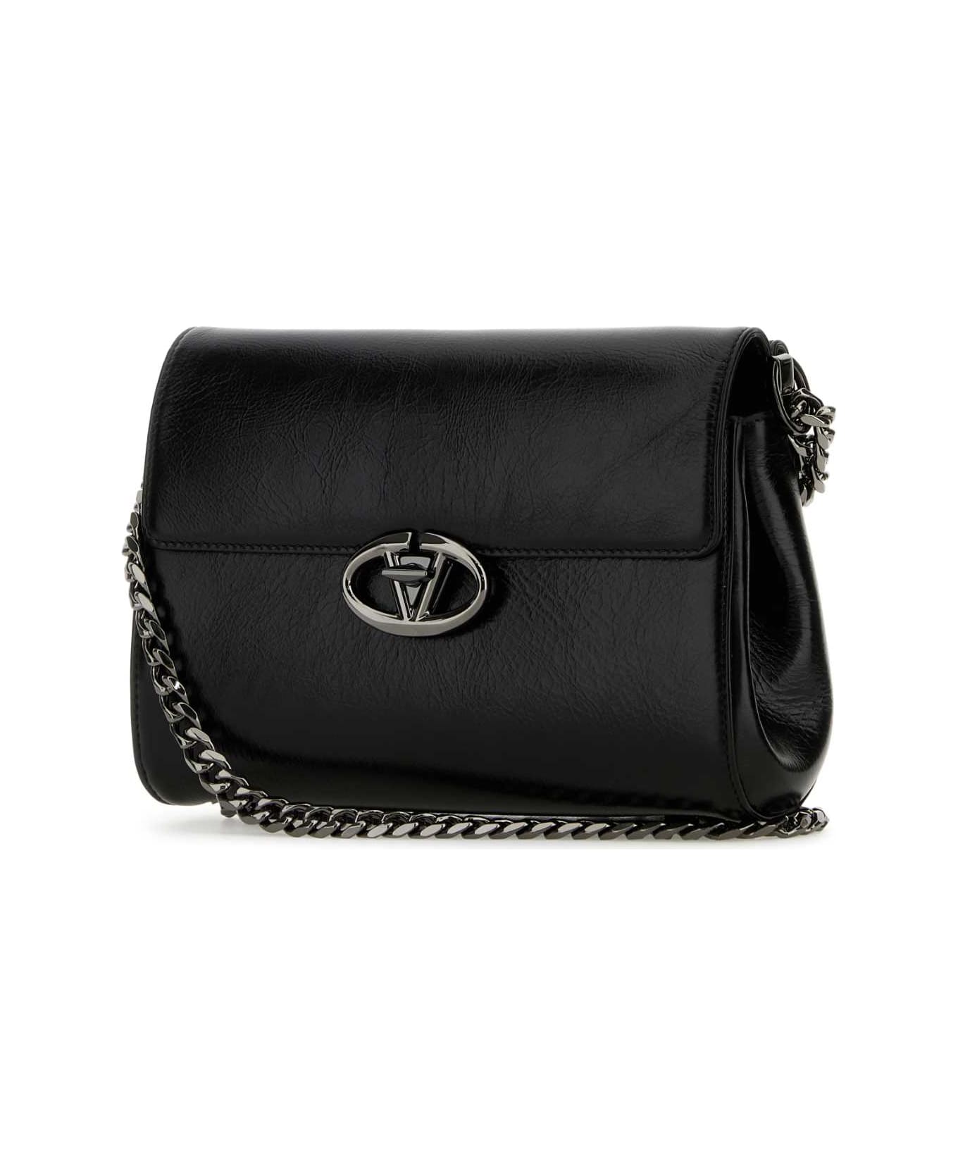 Valentino Garavani Black Leather Vlogo Shoulder - NERO