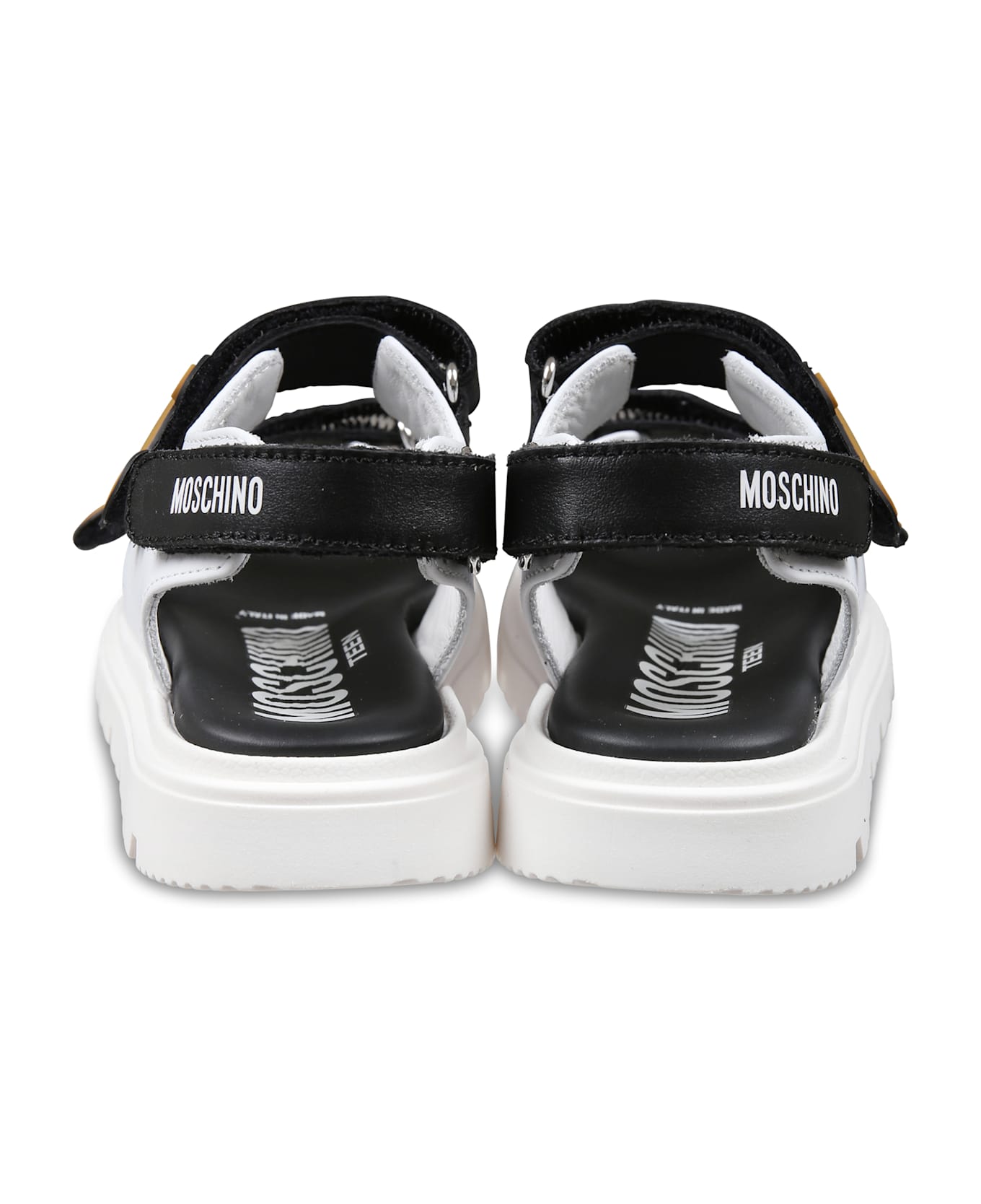 Moschino White Slippers For Kids With Teddy Bear - Multicolor