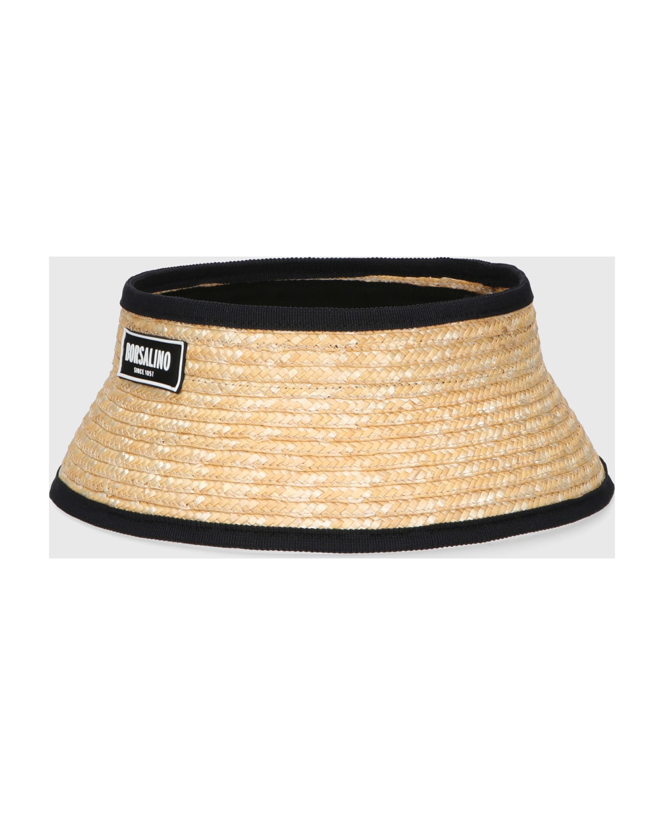Borsalino Virgilio Visor In Braided Straw - NATURAL, BLACK HAT BAND