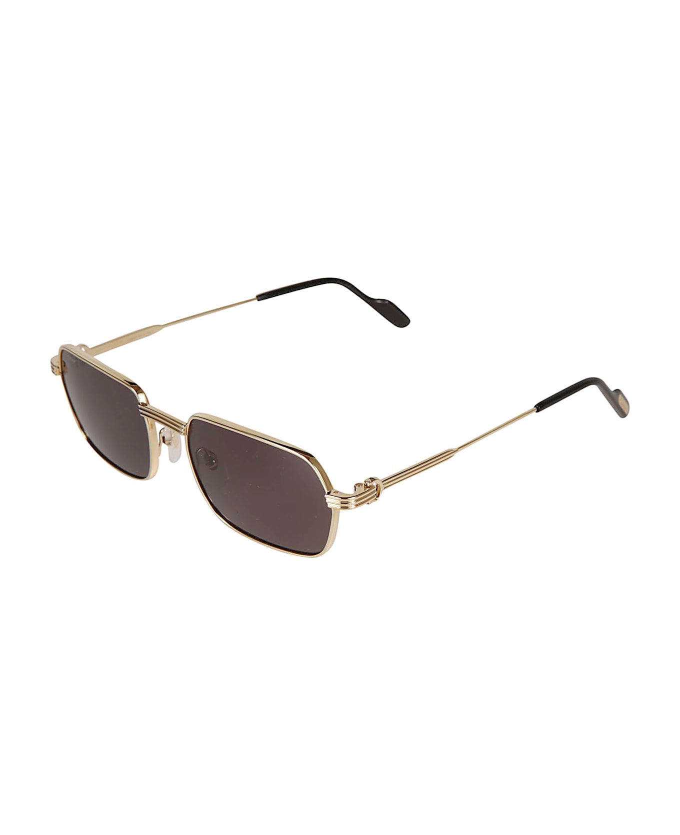 Cartier Eyewear Rectangle Curved Sunglasses - 001 gold gold grey