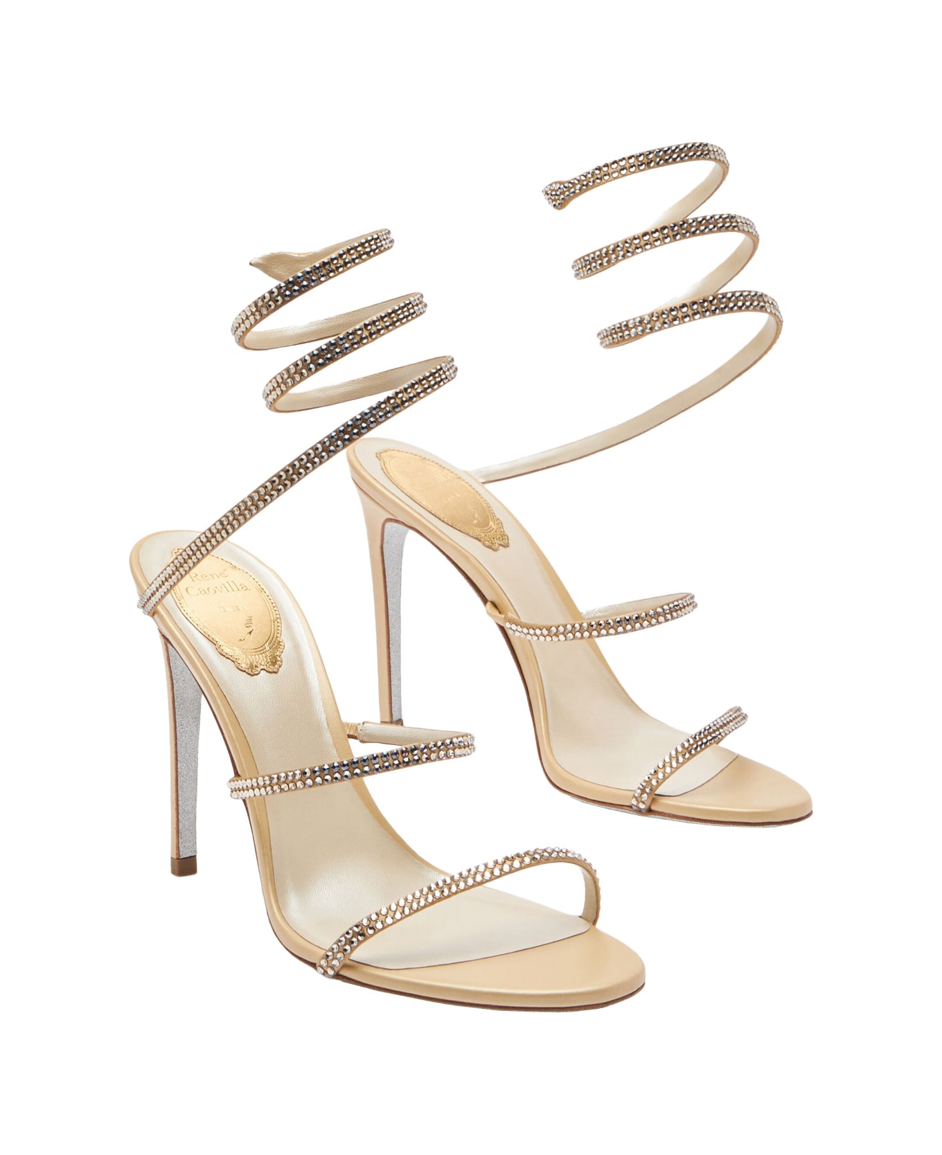 René Caovilla Beige Cleo Jewel Sandals - Brown