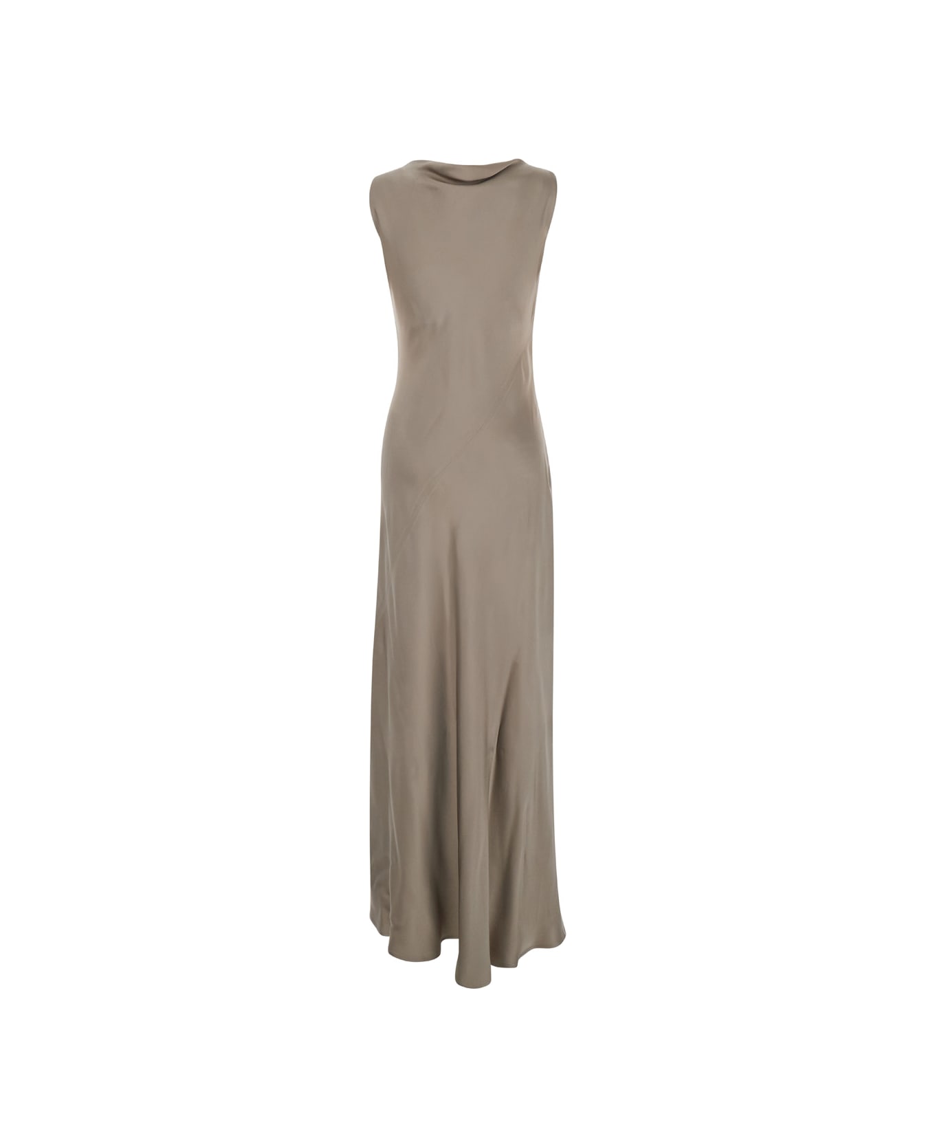 Antonelli 'montereal' Grey Long Dress With Draped Neck In Satin Woman - Grey ワンピース＆ドレス