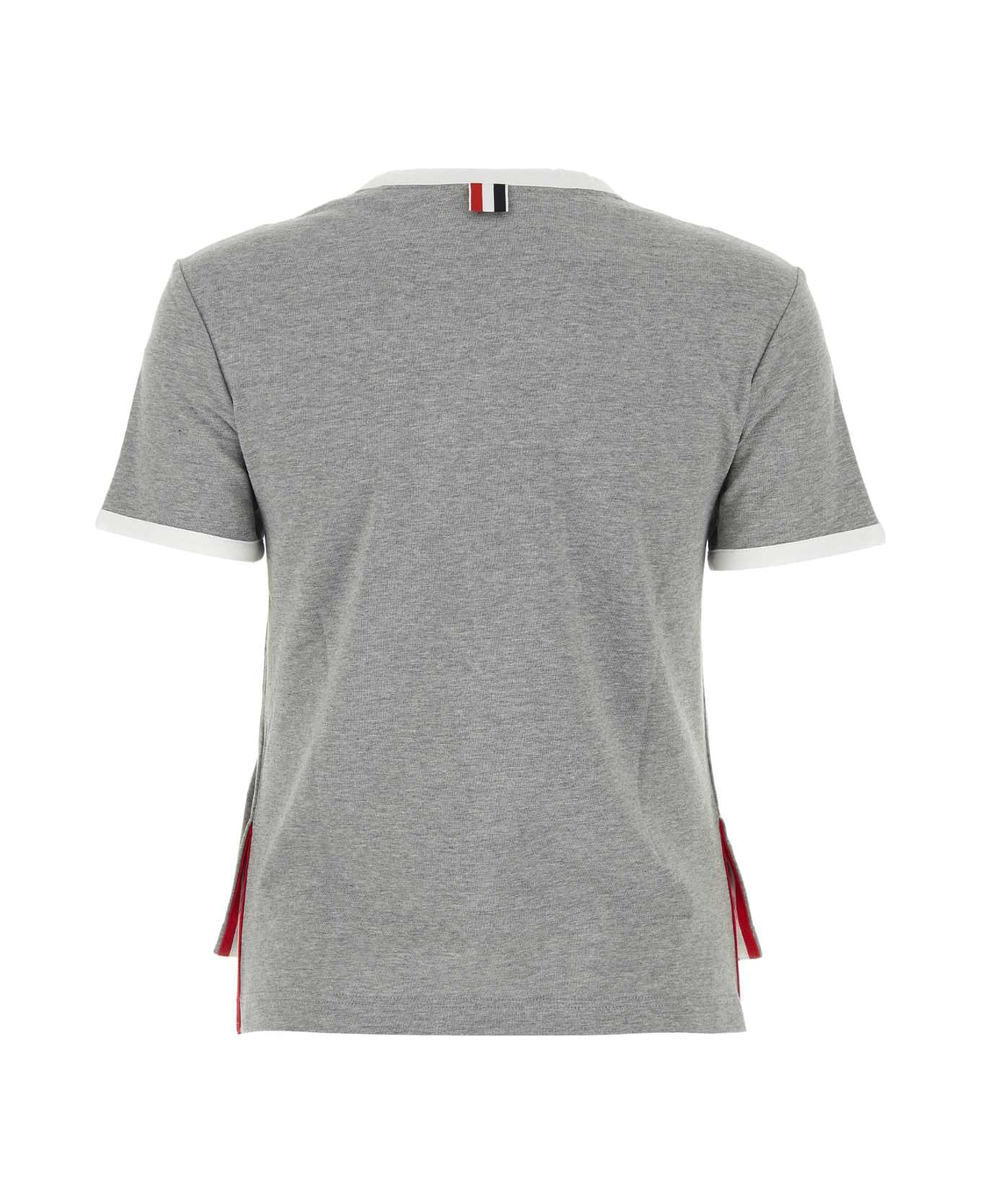 Thom Browne Melange Grey Cotton T-shirt - LIGHTGREY
