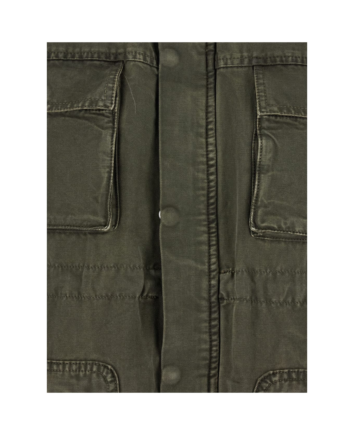Blumarine Green Long Coat With Removable Fur Detail In Cotton Woman - Green