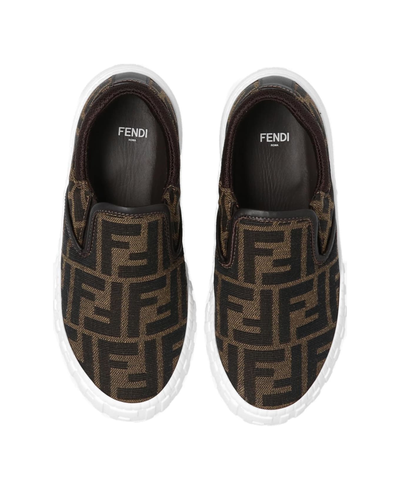 Fendi Ff Logo Jacquard Slip-on Sneakers - BROWN