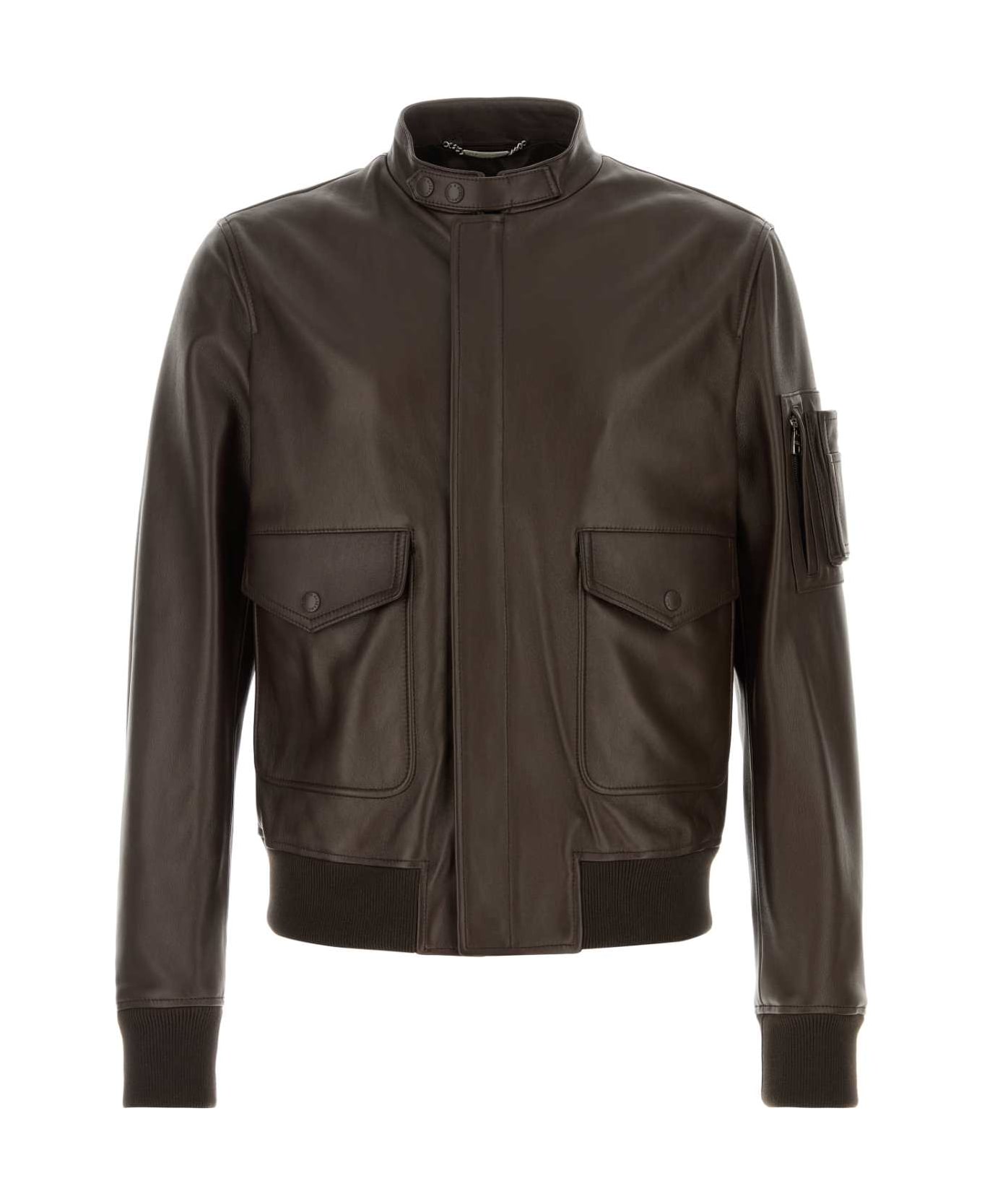 Dolce 
Gabbana Brown Leather Jacket - MARRONE
