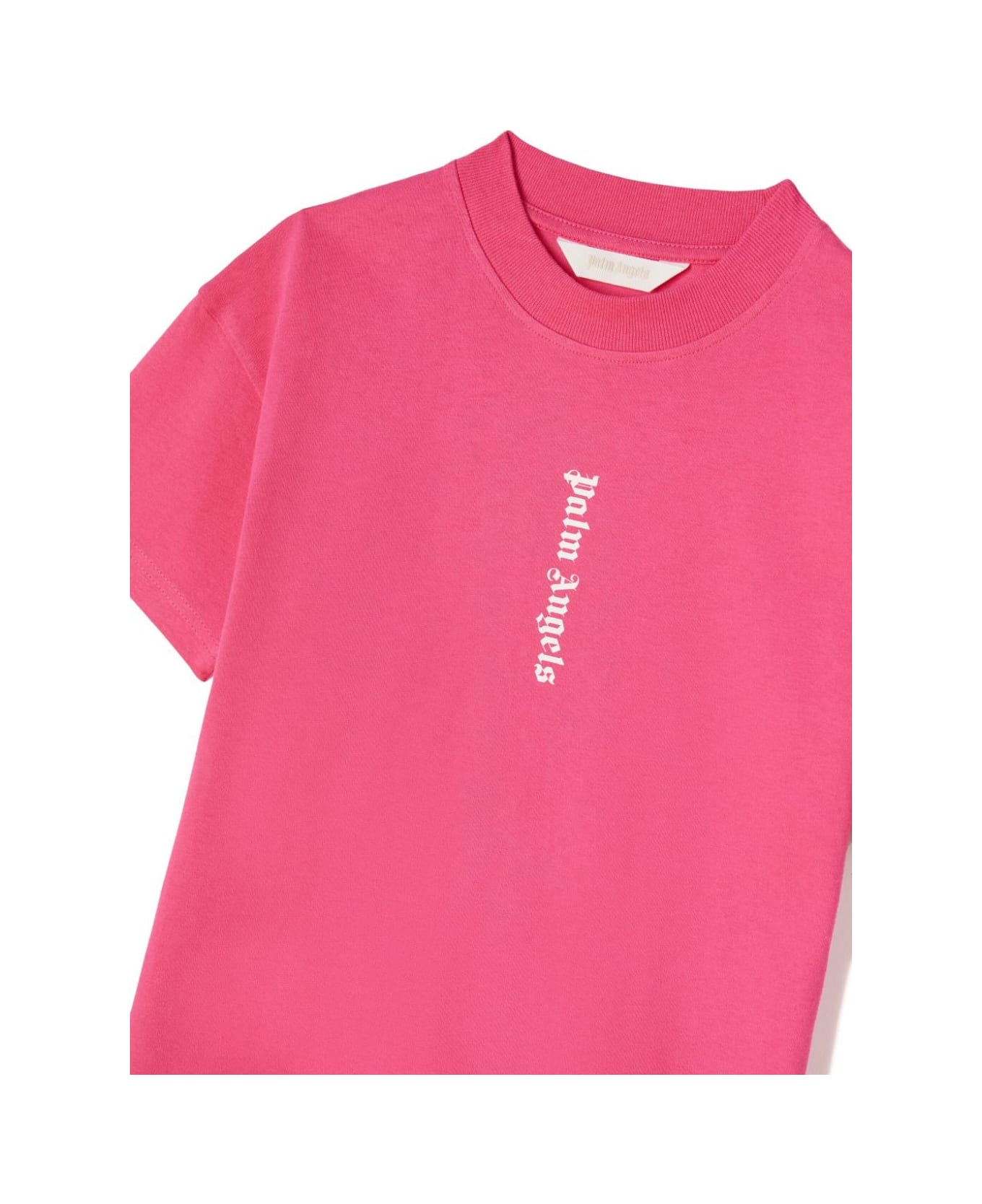 Palm Angels Fuchsia Maxi T-shirt Dress With Front And Back Logo - Pink ワンピース＆ドレス