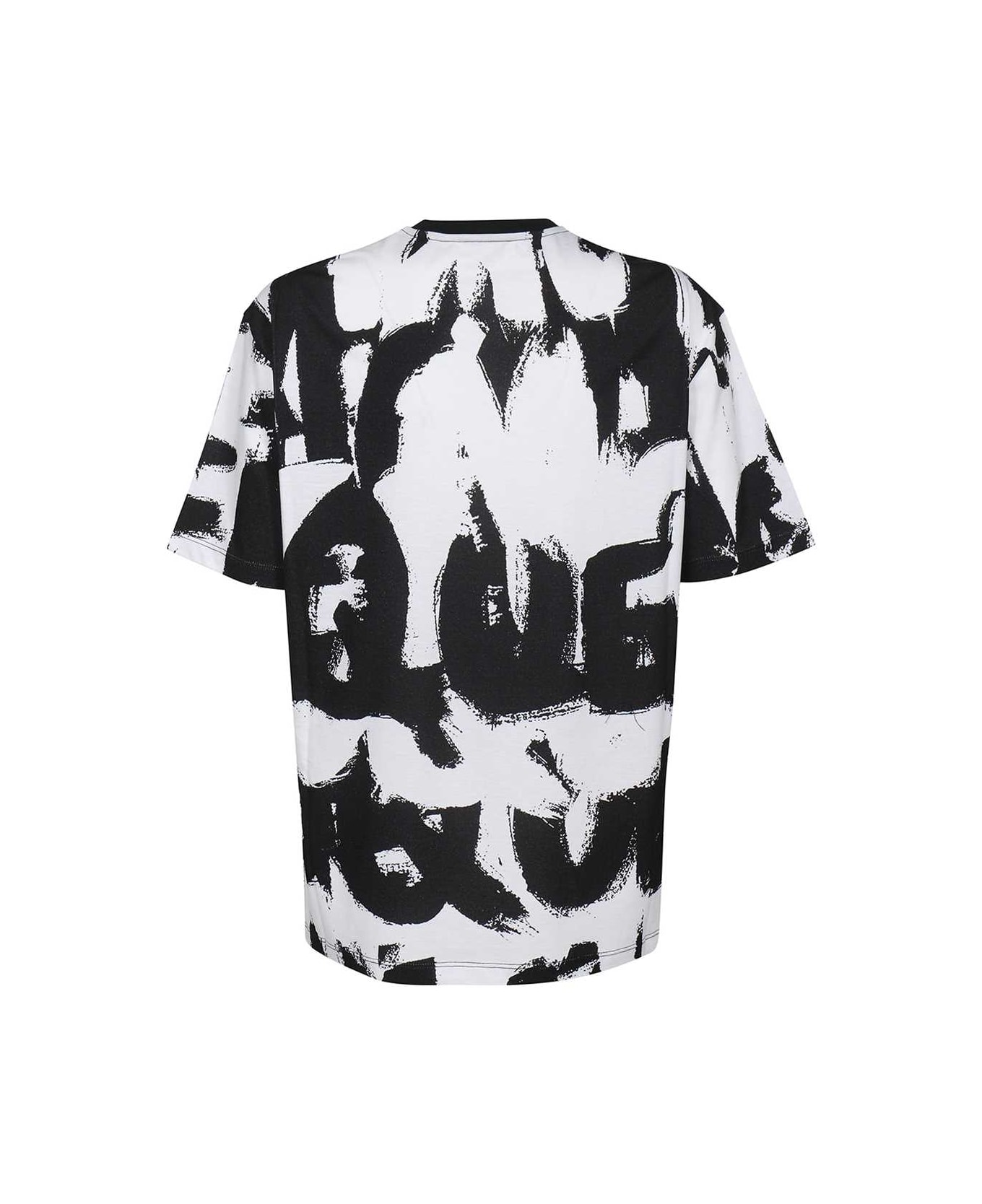 Alexander McQueen Short Sleeve Printed Cotton T-shirt - black