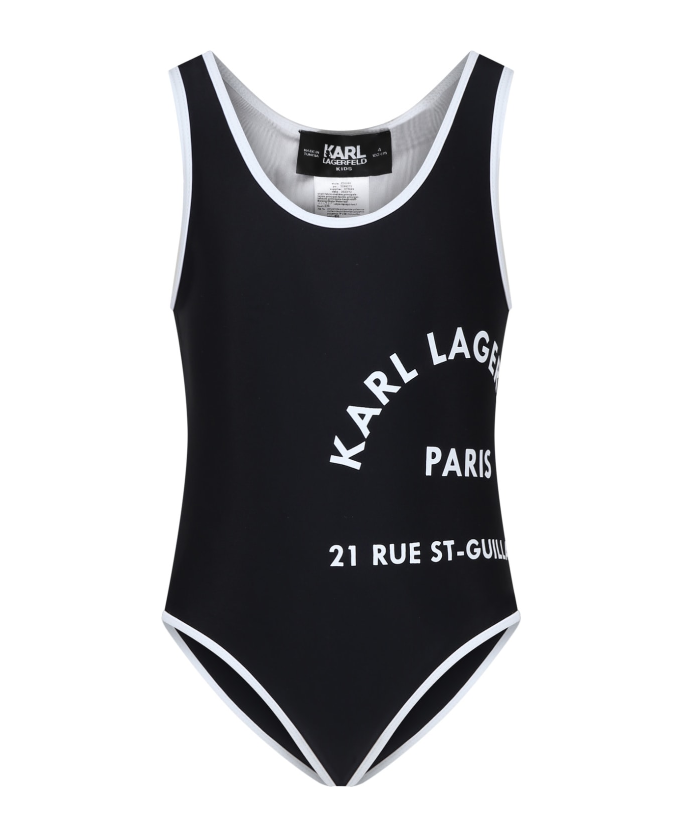 Karl Lagerfeld Kids Black Swimsuit For Girl With Print - Black