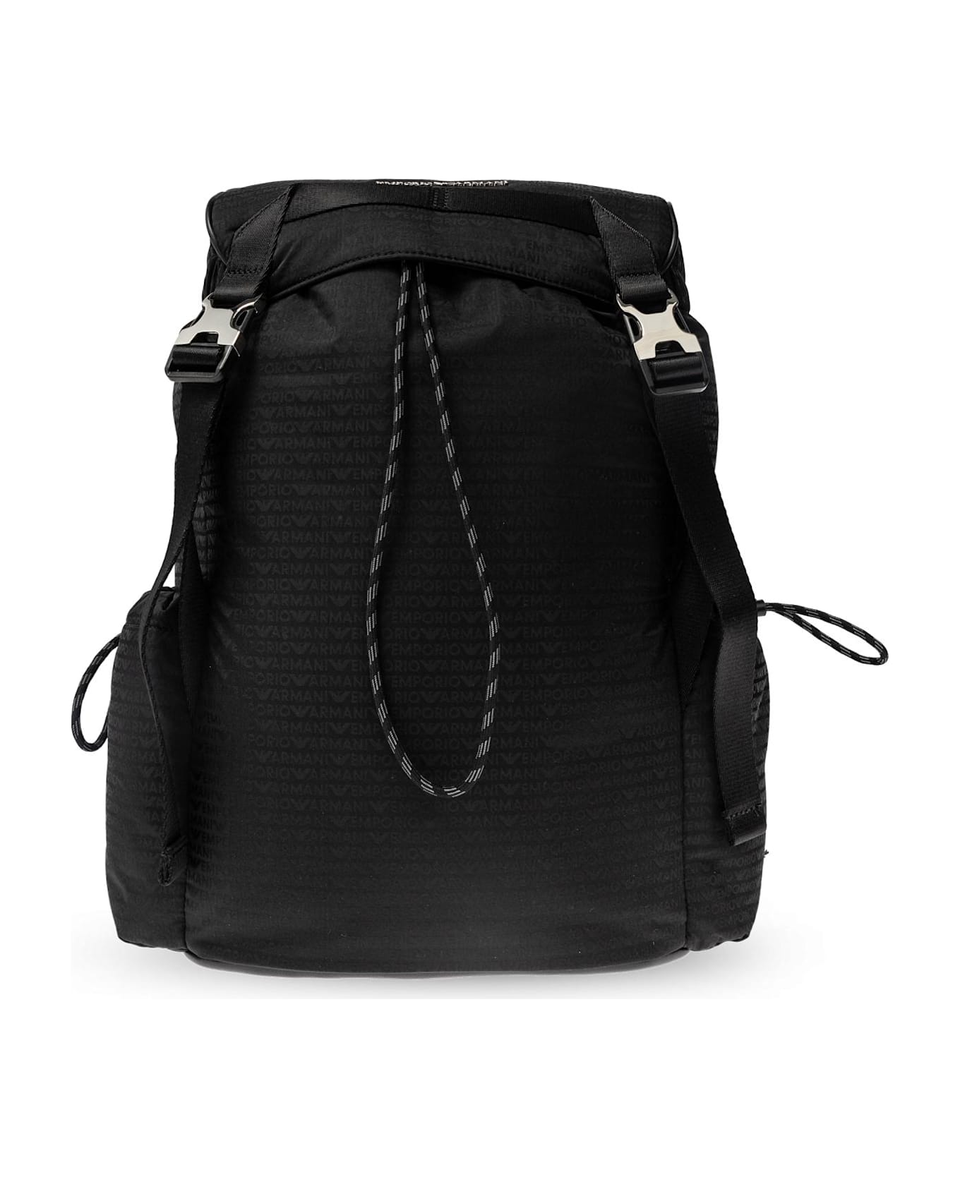 Emporio Armani Backpack With Monogram - Black