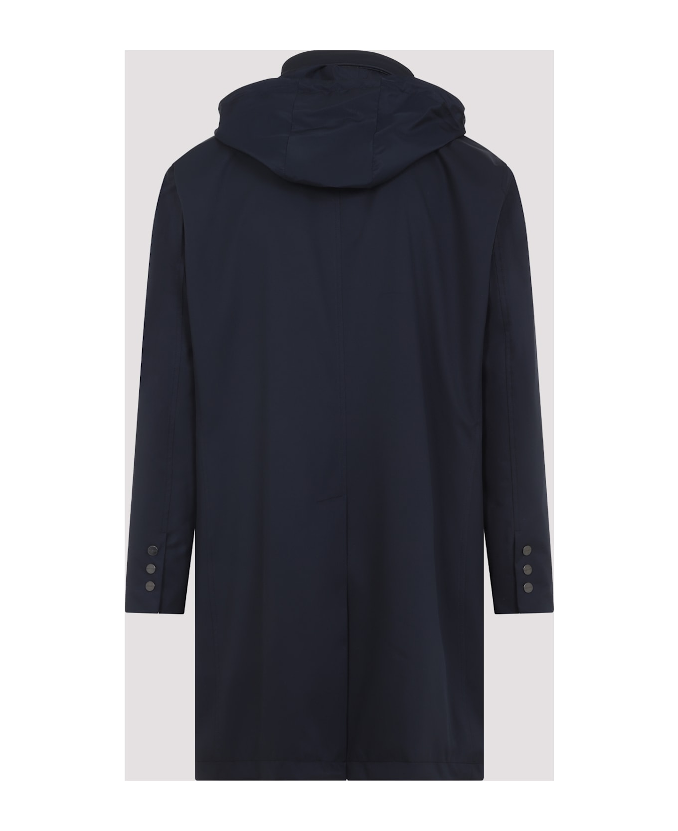 Kiton Polyester Coat - Navy Blue