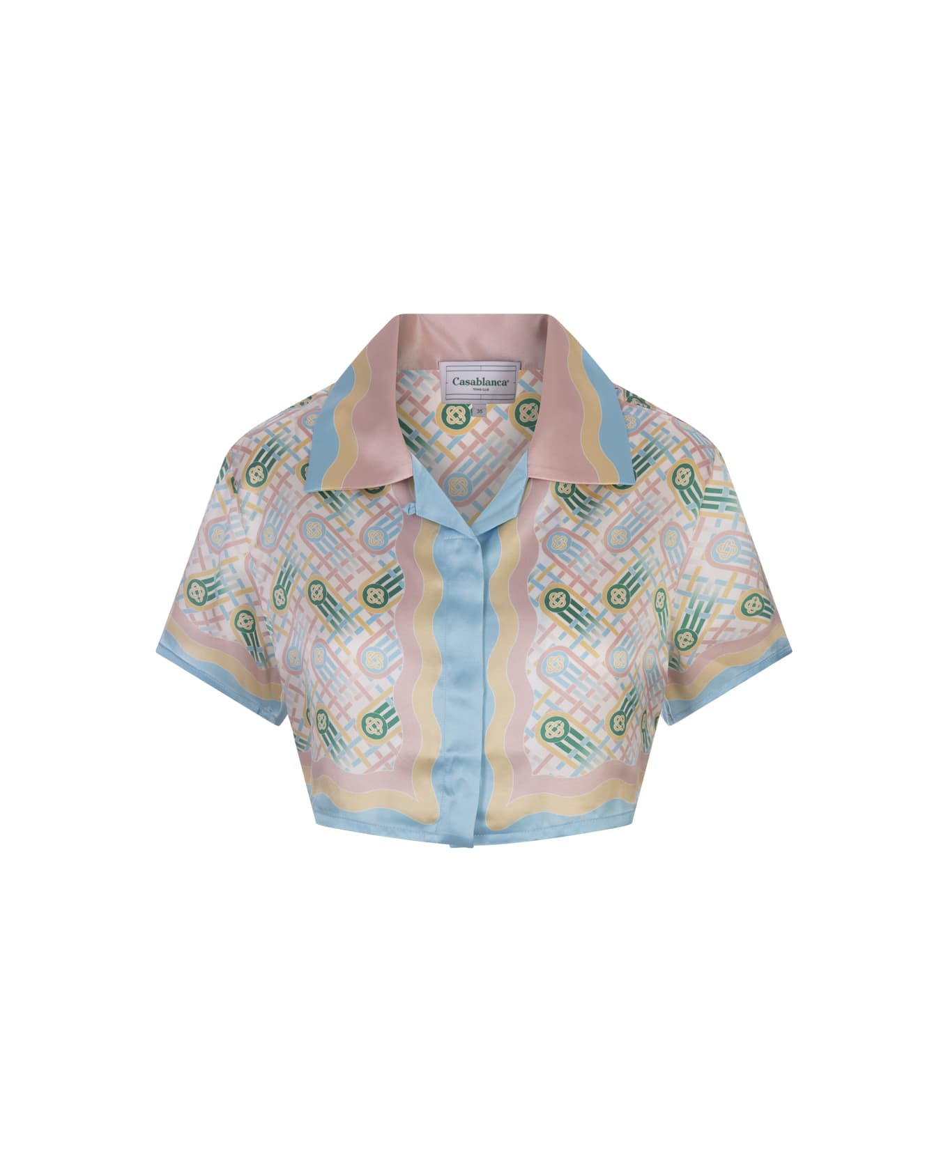 Casablanca Ping Pong Cropped Silk Shirt - Multicolour