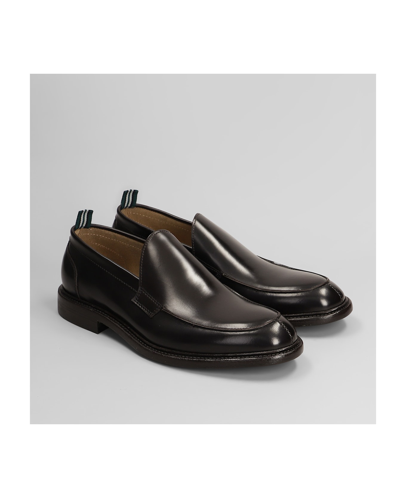 Green George Loafers In Dark Brown Leather - dark brown