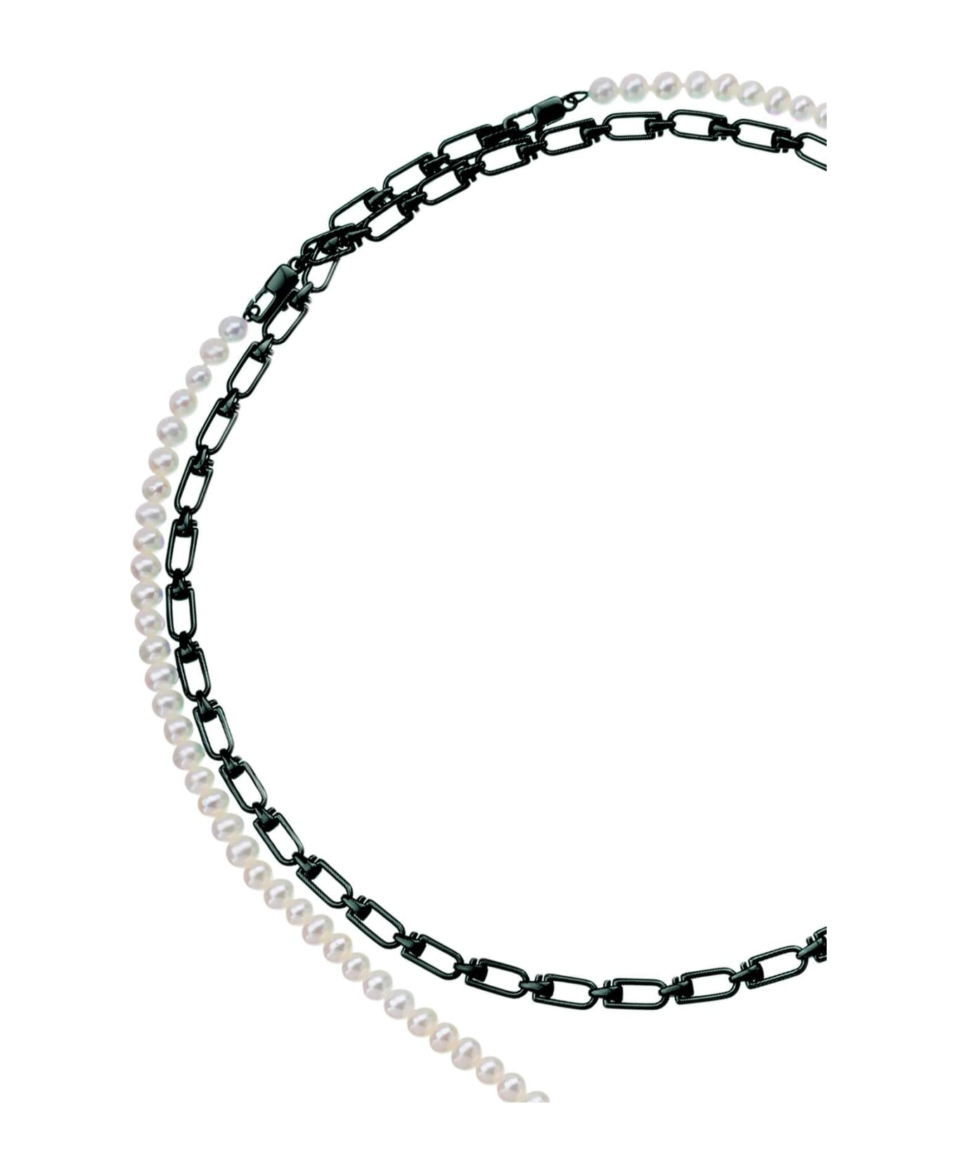 EÉRA 'reine' Double Necklace With Pearls - SILVER BLACK (White) ネックレス