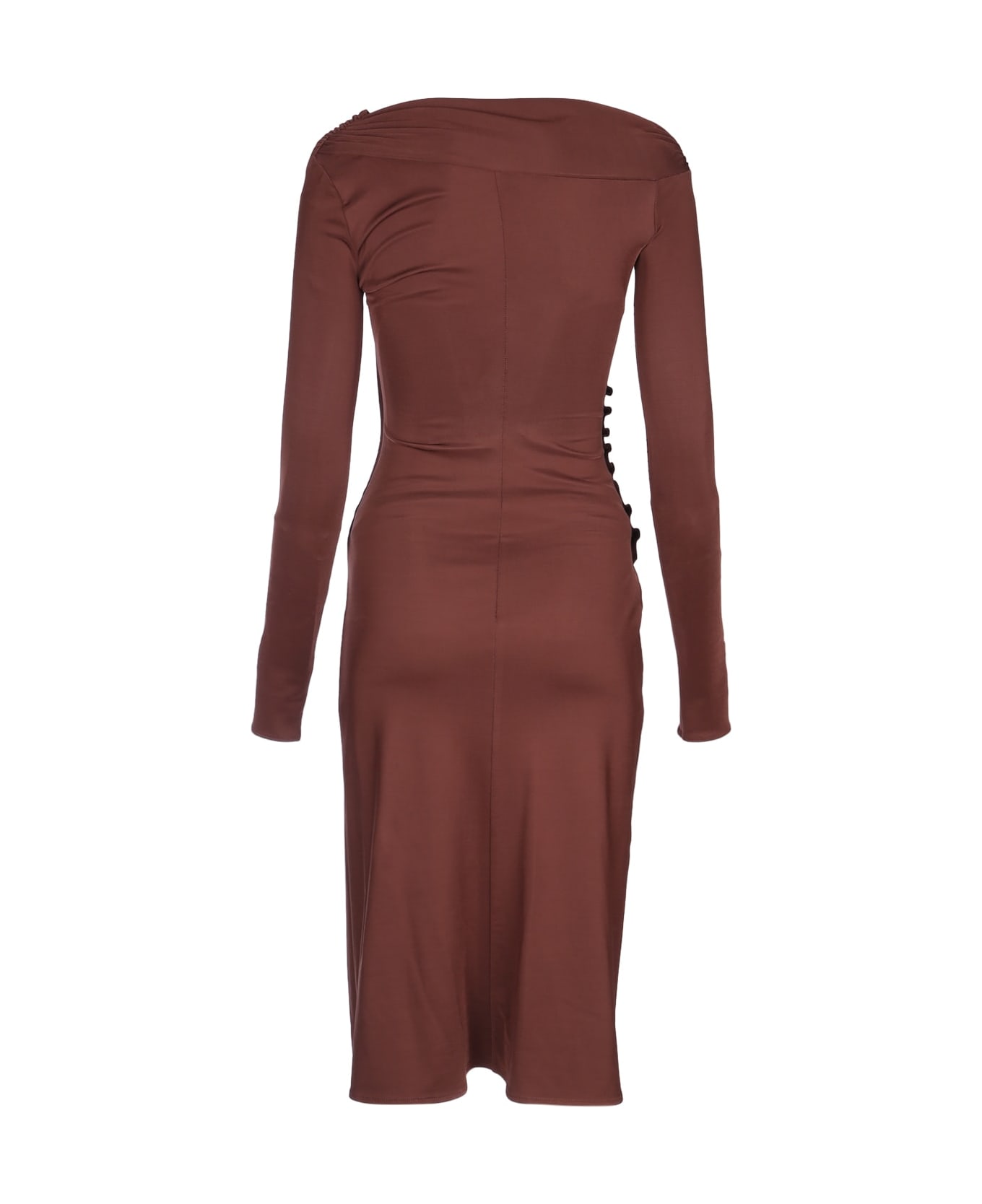 Elisabetta Franchi Abito Midi Scollo V - COFFEE