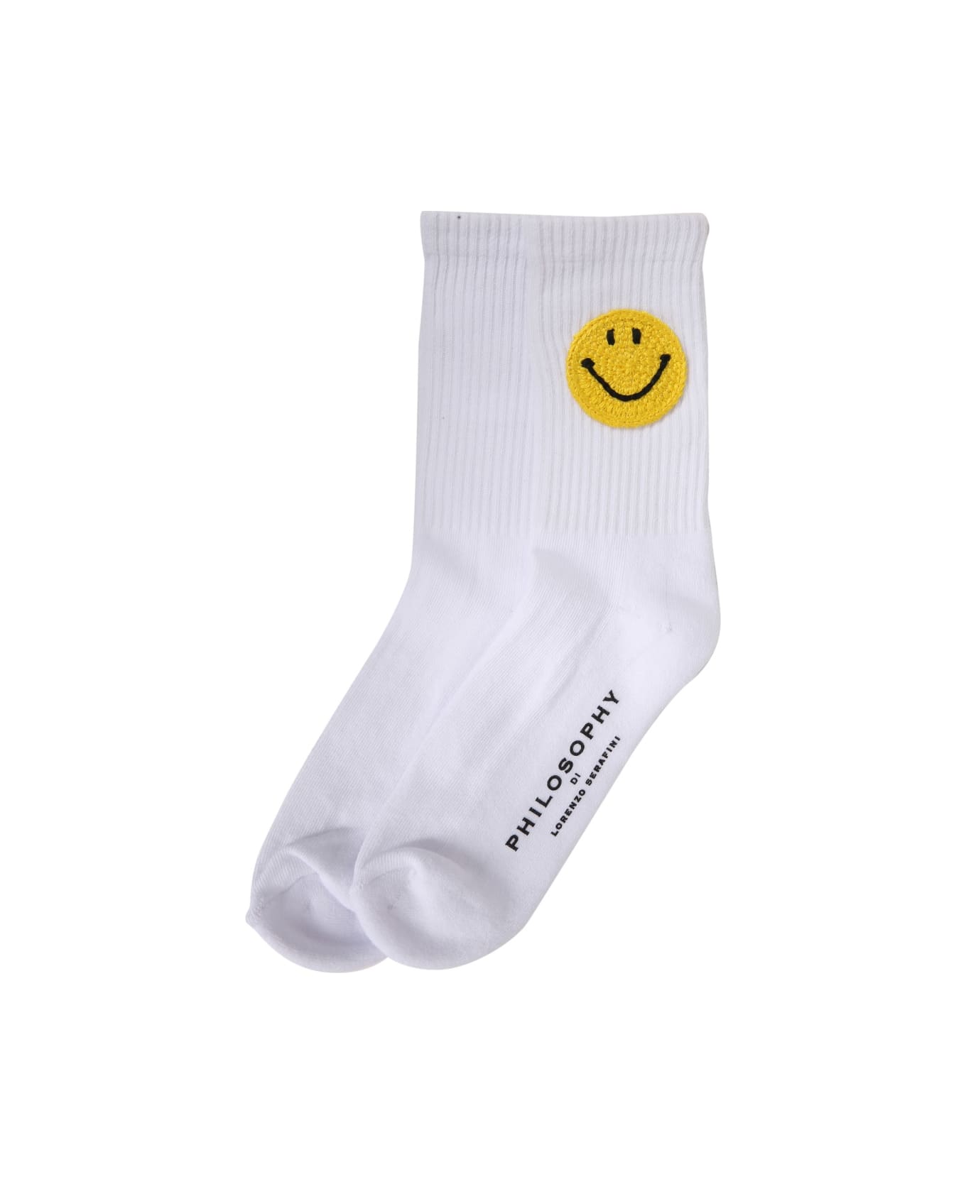 Philosophy di Lorenzo Serafini Socks With Embroidered Smiley - WHITE