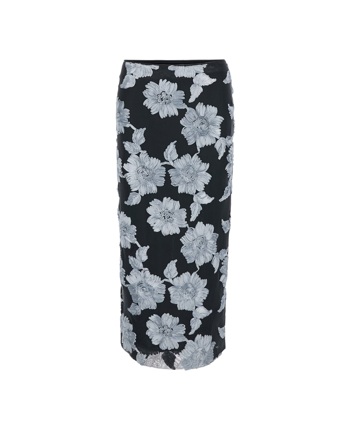 Rotate by Birger Christensen Flower Mesh Pencil Skirt - Grey