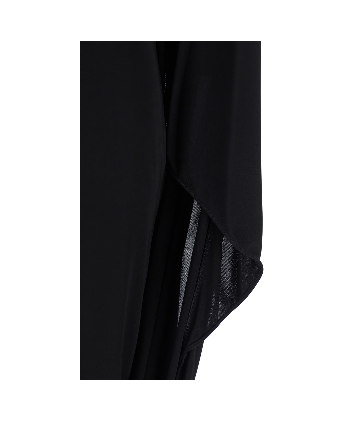 Stella McCartney Black Asymmetric Midi Dress With High Neck And One Cape Sleeve In Viscose Woman - Black