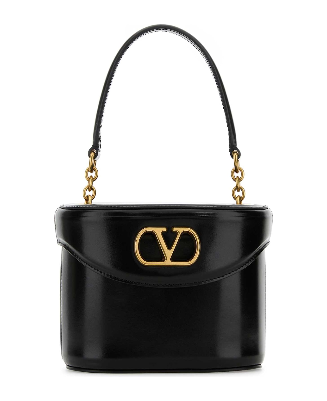 Valentino Garavani Black Leather Vlogo Signature Bucket Bag - NERO