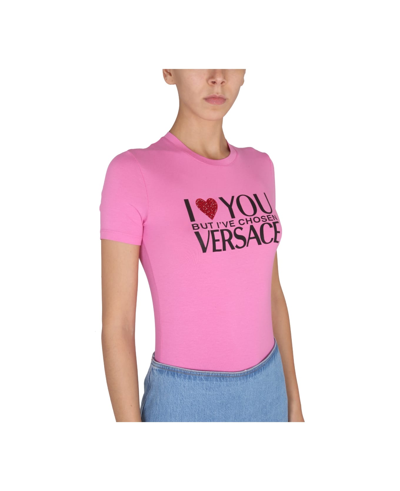 Versace T-shirt With Logo - PINK Tシャツ