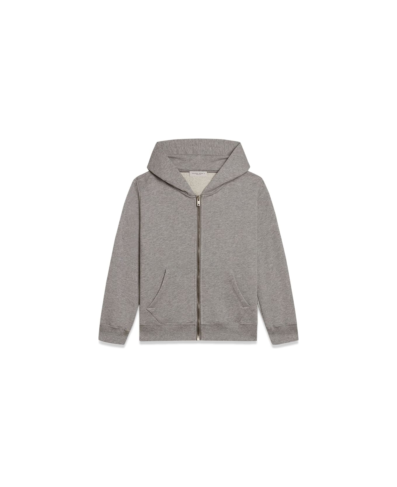 Golden Goose Journey/ Boy's Zipped Sweatshirt Hoodie/ Melange Cotton Stolen From Golden Print - GREY