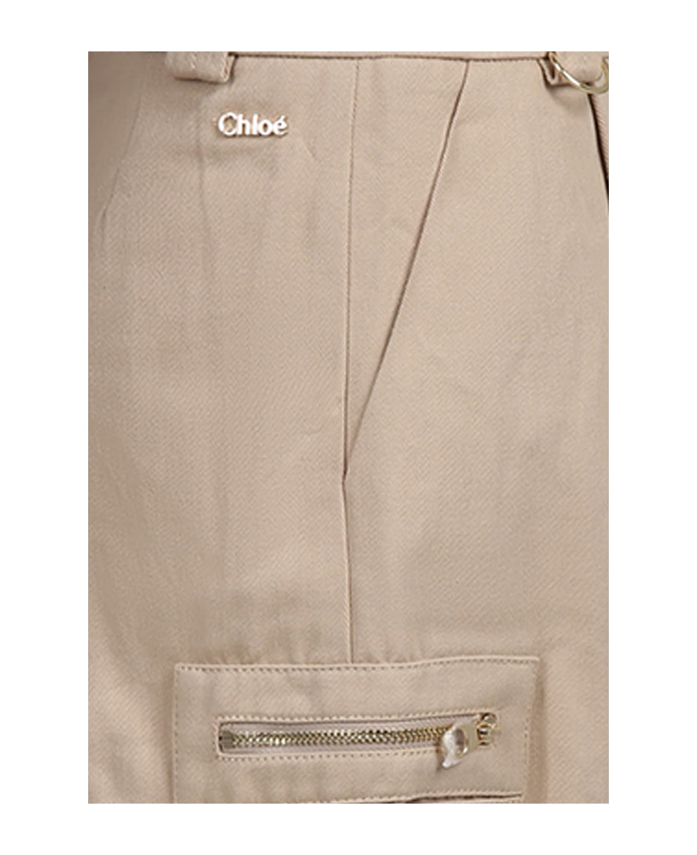 Chloé Beige Trousers For Girl With Logo - Beige