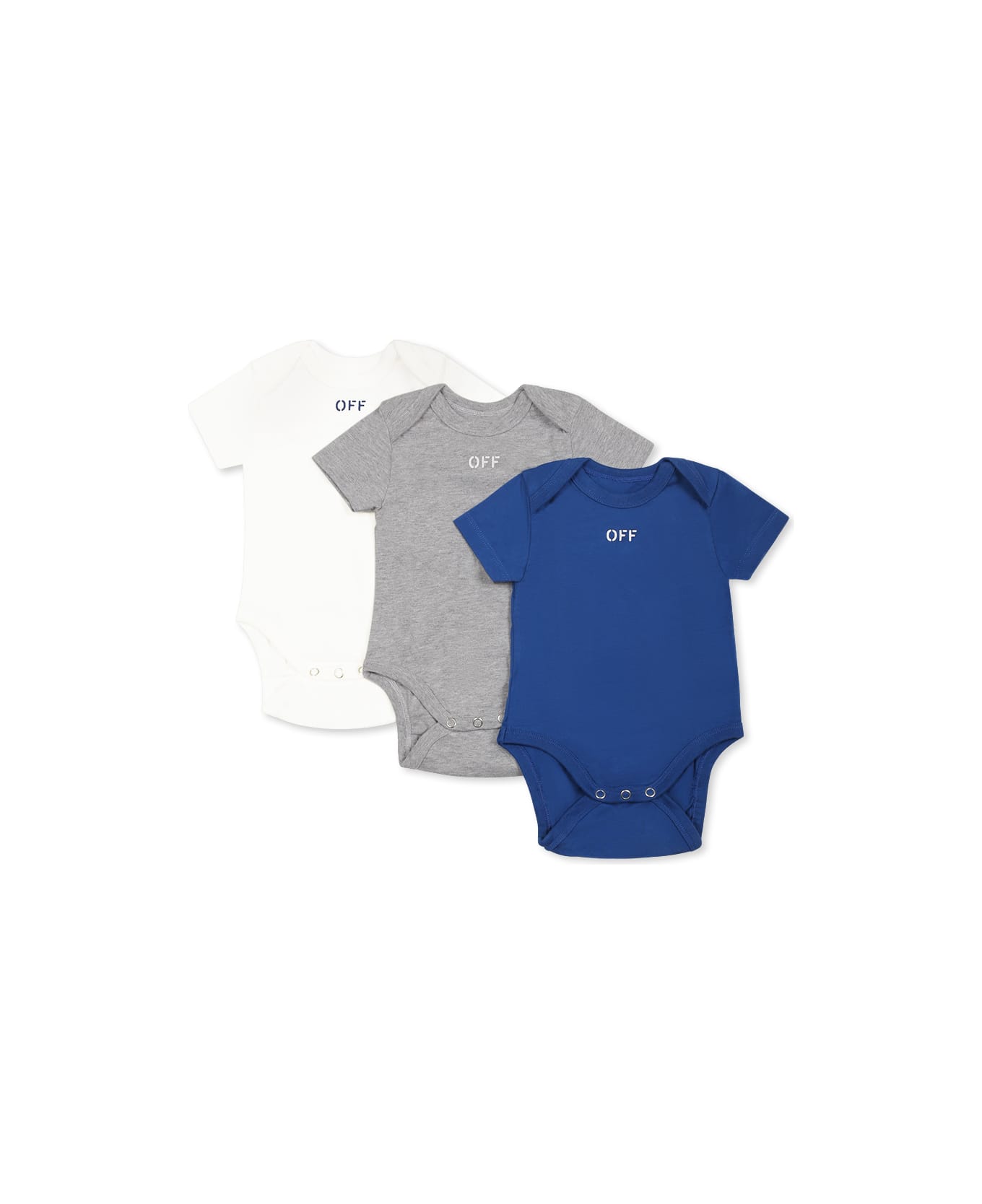 Off-White Multicolor Body Set For Baby Boy With Logo - Multicolor