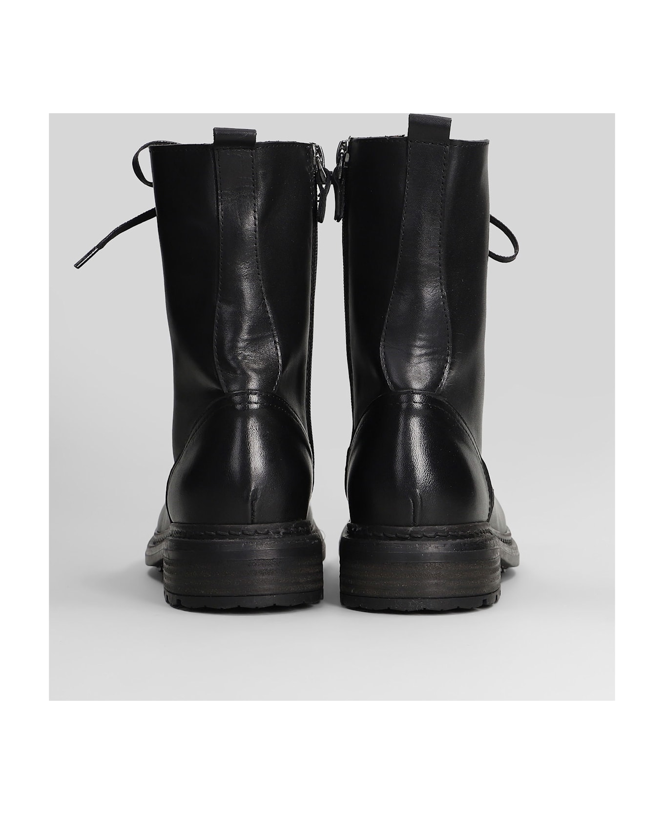 Julie Dee Combat Boots In Black Leather - black