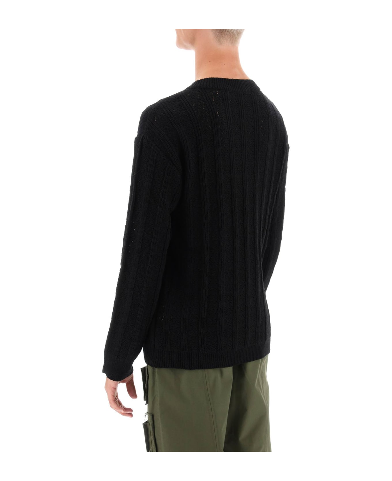 Andersson Bell Dragon Pointelle Knit Sweater - BLACK (Black)
