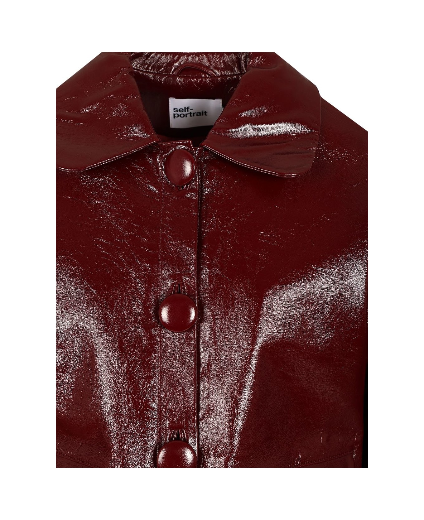 self-portrait Patent Leather Jacket - BORDEAUX