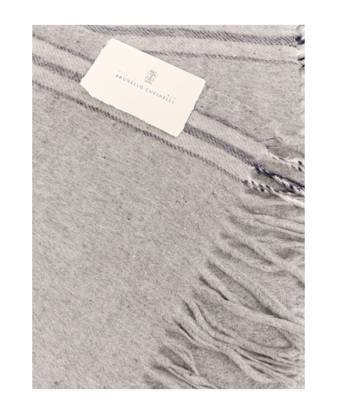 Brunello Cucinelli Silk Scarf - GRIGIO CHIARO NAVY