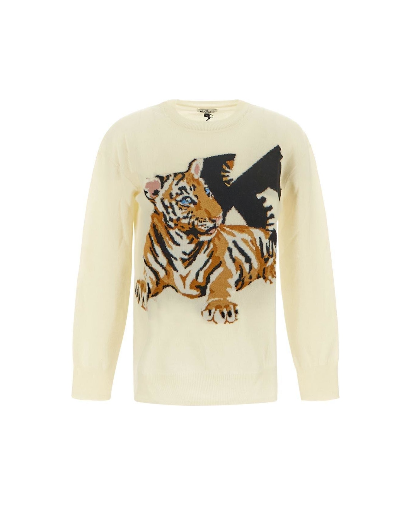 Krizia Tiger Knit Sweater - IVORY フリース