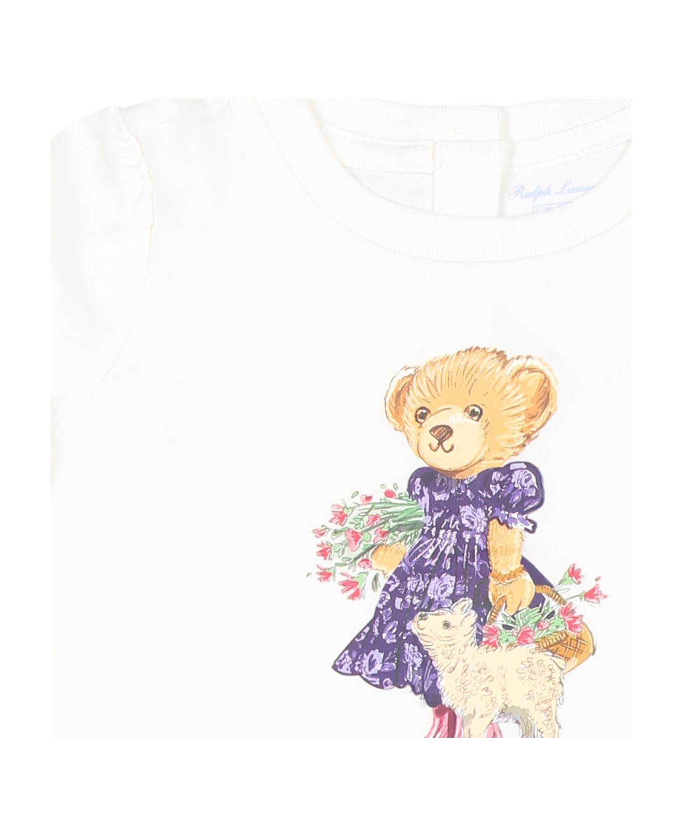 Ralph Lauren White T-shirt For Baby Girl With Polo Bear - White