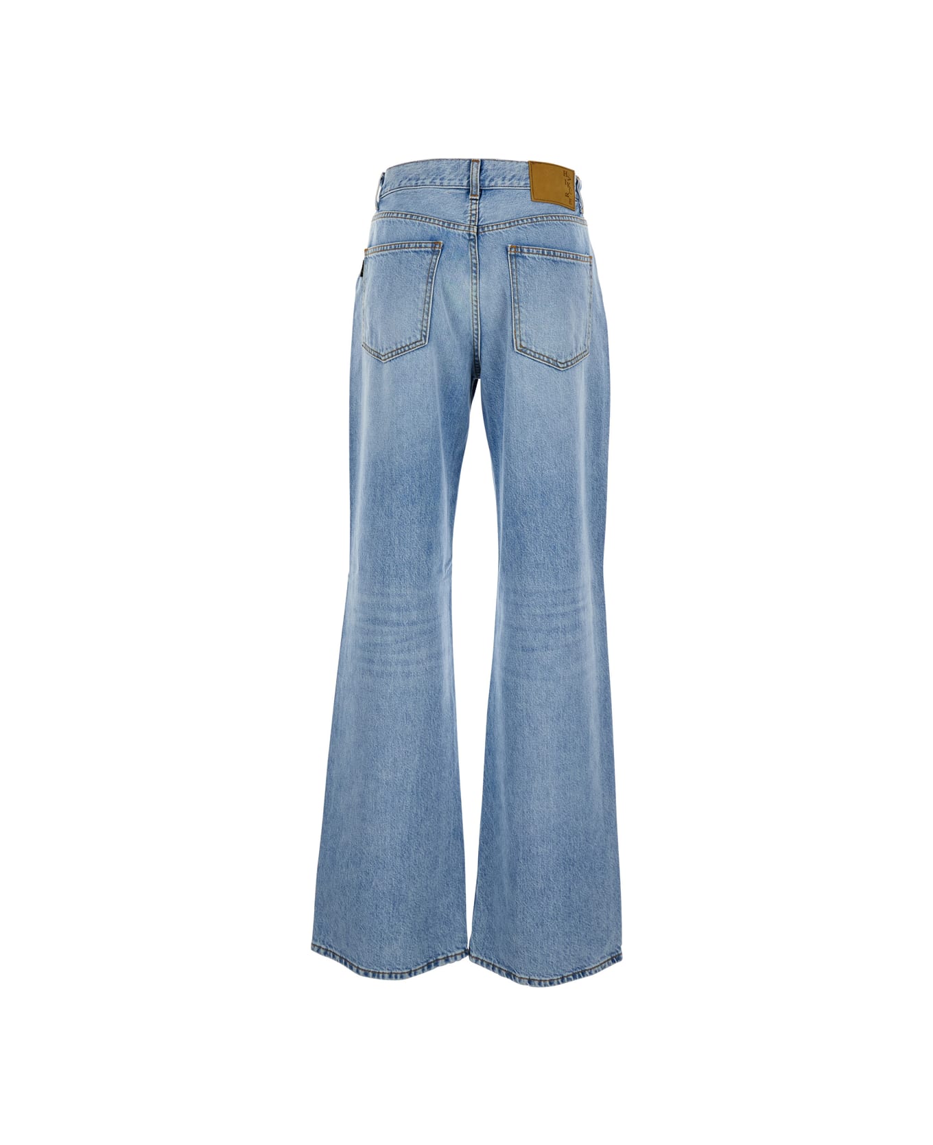Haikure 'korea' Blue Jeans With High Waist And Logo Patch On The Reari N Denim Woman - Blu